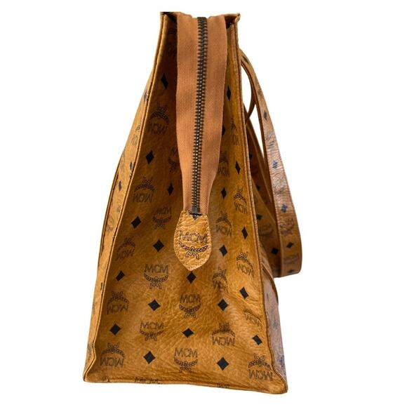 MCM Vintage Cognac Visetos Coated Canvas Large Tote Bag | Made in Germany - Picture 5 of 14
